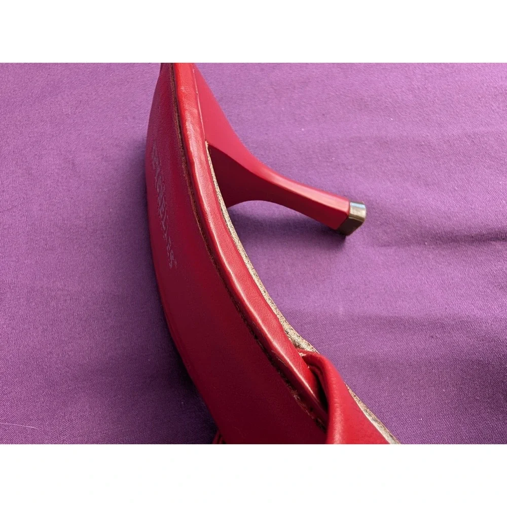 Seychelles Leather Raquel Red Sz 8 Goth Pointed Toe Layered Bow Slip on 3